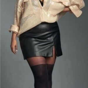 Pilcro Sequined Button Down Shirt L Ivory  Holiday Office Party Wedding Event